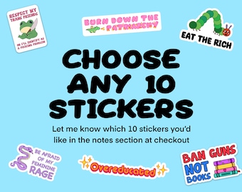 Choose Any 10 Stickers | Mix and Match Bundle Pack | Witchy, Social Justice Activism Weatherproof, Dishwasher-Safe Vinyl Sticker Set Deal