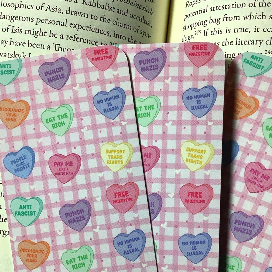 Leftist Protest Candy Heart Bookmarks for the Resistance | Anti Fascist ...