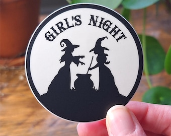 Pegatina de bruja / Arte de brujas para una noche de chicas / Pegatina de vinilo de brujería de temporada espeluznante / Pegatinas de brujas, pegatina impermeable, regalo divertido