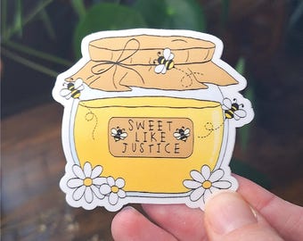 Linke feministische Sweet Like Gerechtigkeit Aufkleber | Politische Revolution Vinyl Aufkleber | Linker Widerstand | Wasserfester Sticker Feminist