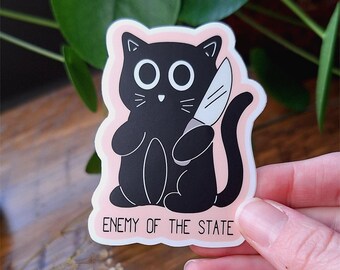 Anti Fascist Fuck Trump Resist Cat Sticker | Fight Fascism Political Protest Vinyl Sticker | Leftist Liberal Anarchy Waterproof Decal