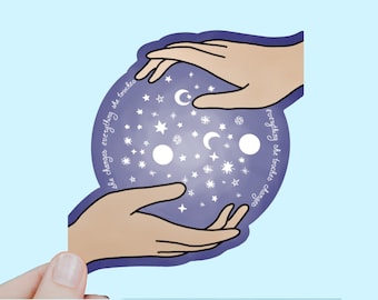 Adesivo stregonesco / Adesivo impermeabile per stregoneria pagana wicca / Adesivo dea femminista / Divino femminile / Adesivo per bottiglia d'acqua