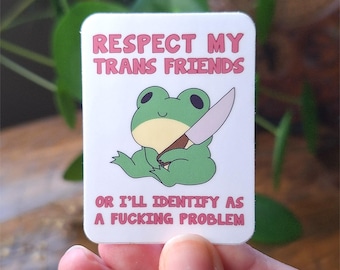 LGBT Trans Rights Sticker | Waterproof Sticker | Protest Frog Sticker | Laptop Stickers Feminist | Trans Sticker | Ally Leftist Resist Vinyl