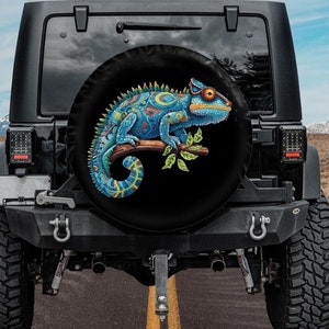 spare tire cover for Jeep Ford Bronco Mercedes G-Class Land Rover Suzuki Land Cruiser GIFT for off-road lovers chameleon nature animal lover