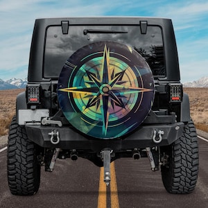 spare tire cover compass abstract colorful for Jeep Ford Bronco Mercedes G-Class Land Rover Suzuki Land Cruiser GIFT for off-road lovers
