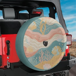 Spare tire cover beach sea summer for Jeep Ford Bronco hummer trailer GIFT for off-road lovers beautiful abstract beach art nature ocean