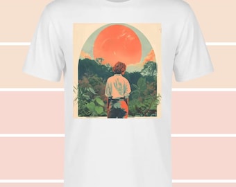 Retro Nature Sunset Graphic T-shirt: uniseks katoenen T-shirt