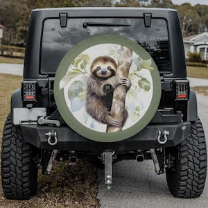 spare tire cover for Jeep Ford Bronco Mercedes G-Class Land Rover Suzuki Land Cruiser GIFT for off-road lovers sloth nature cute tire cover