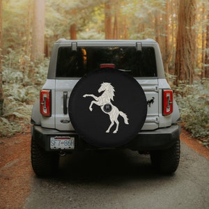 Capa para pneu sobressalente com padrão de mapa de terreno para cavalo, adequada para Ford Bronco, presente para ele, presente para ela, proteção UV, acessórios Bronco, capa para pneu de jipe