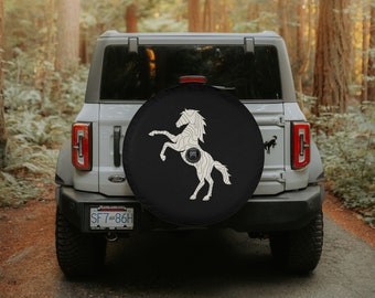 Spare tire cover horse terrain map pattern Fit for Ford Bronco GIFT for him gift for her UV protection bronco accessories jeep tire cover