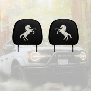 Bronco hoofdsteunhoezen voor Ford Bronco paard topografische terreinkaart woestijnzand bronco kerstcadeau bronco accessoires paardenliefhebber cadeau