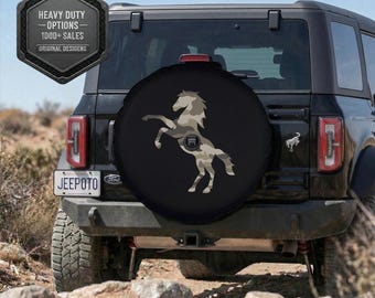 Horse Camouflage Spare Tire Cover, Army Green, Fits Bronco & Jeep