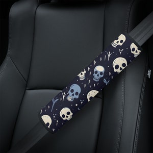 Copri cintura di sicurezza per auto, divertente accessorio per auto con motivo a teschio, decorazione di Halloween, copri cintura di sicurezza per Chevrolet, Jeep, Land Rover, Ford, Toyota, Tesla, Cadillac