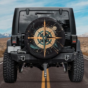 spare tire cover compass abstract for Jeep Ford Bronco Mercedes G-Class Land Rover Suzuki Land Cruiser GIFT for off-road lovers wheel cover