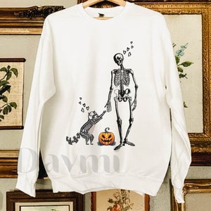 halloween sweatshirt, racoon halloween, racoon sweatshirt, racoon shirt, skeleton sweatshirt, skeleton shirt, halloween, gift for her