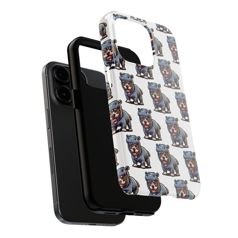 Funda de teléfono resistente para pitbull, amante de los pitbulls, mamá de los pitbulls, hipopótamo doméstico, pittiepotamus, pittie vestido de hipopótamo imagen 7