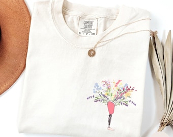 camiseta de pierna protésica, camiseta de amputado, camiseta bk, camiseta ak, camiseta de amputado bilateral, camiseta de colores cómodos, ramo de flores