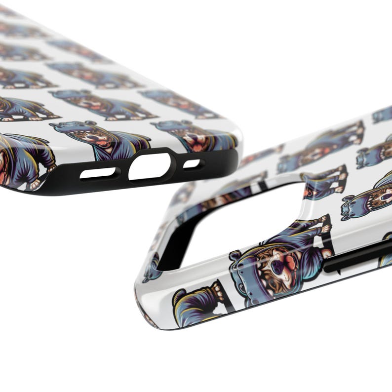 Funda de teléfono resistente para pitbull, amante de los pitbulls, mamá de los pitbulls, hipopótamo doméstico, pittiepotamus, pittie vestido de hipopótamo imagen 6