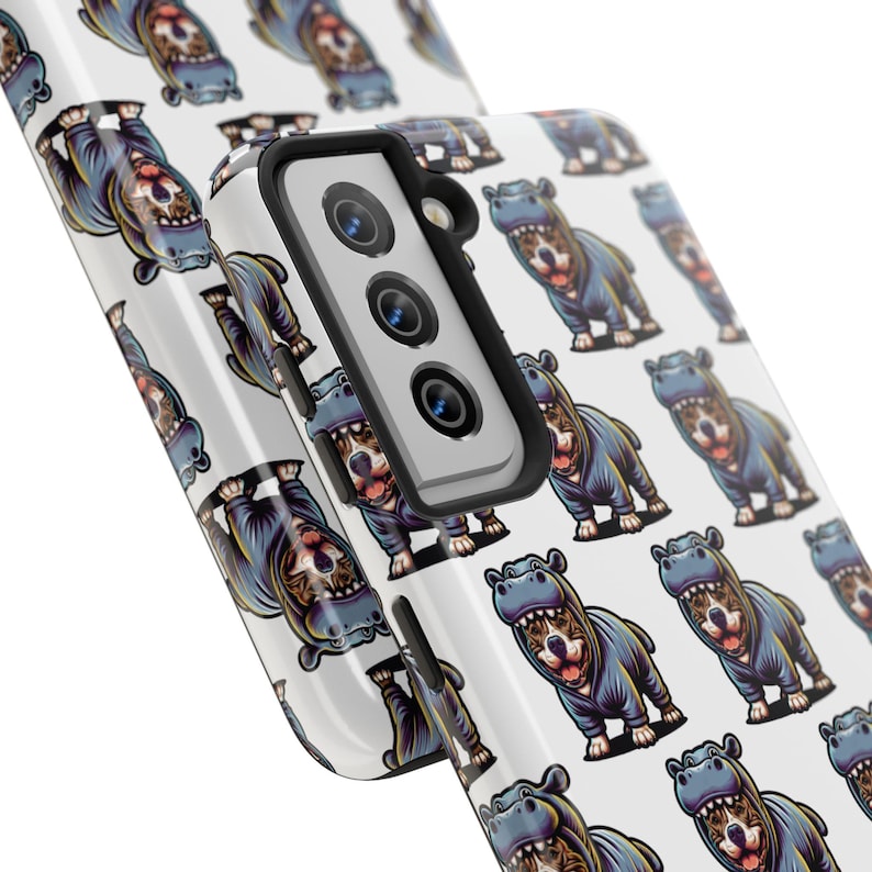Funda de teléfono resistente para pitbull, amante de los pitbulls, mamá de los pitbulls, hipopótamo doméstico, pittiepotamus, pittie vestido de hipopótamo imagen 5