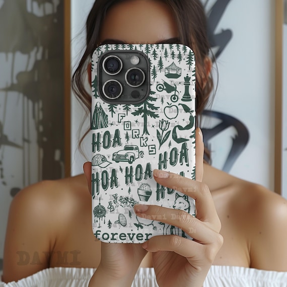 hoa hoa hoa phone case, twilight inspired, hand drawn doodles, twilight lover gift, twilight meme, glossy or matte 2 piece Tough phone case