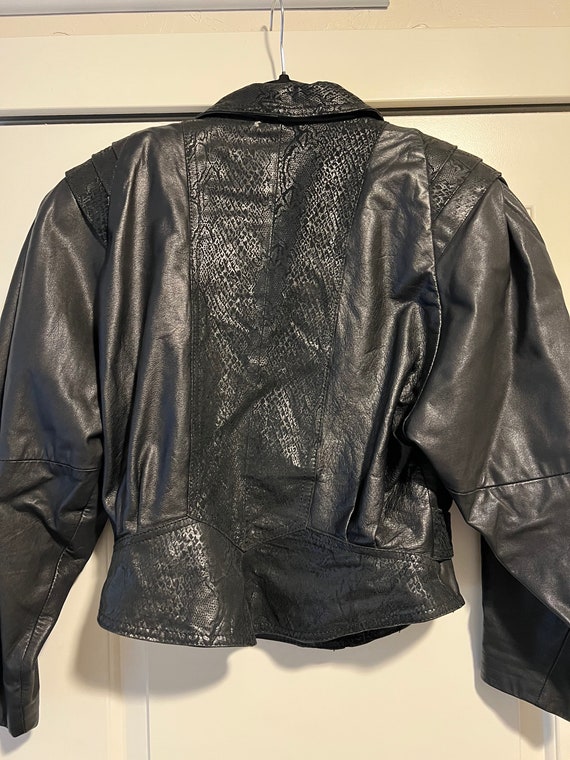 80’s style black leather jacket - image 2