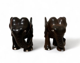 Solid wood elephant bookends