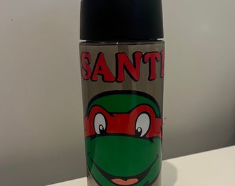 Personalised ninja turtle water bottle, Kids water bottles, Teenage mutant ninja turtle, Raphael, Leonardo, Michelangelo, Donatello, Tmnt