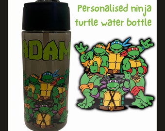 Personalised group ninja turtle water bottle, Teenage mutant ninja turtle, Raphael, Leonardo, Michelangelo, Donatello, Tmnt, kids bottle