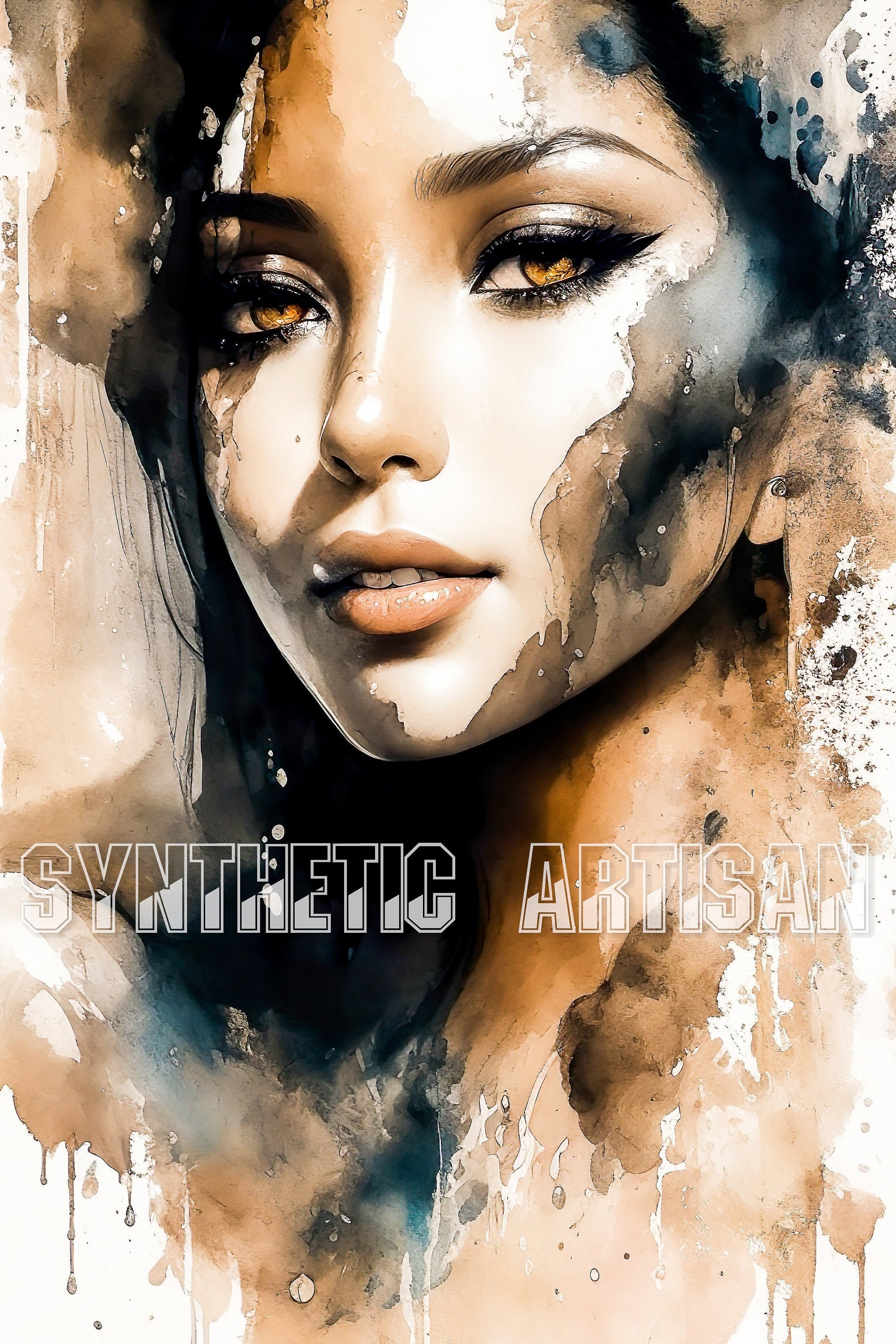 Beautiful Futuristic Woman Face Wall Art Woman Face Poster Etsy