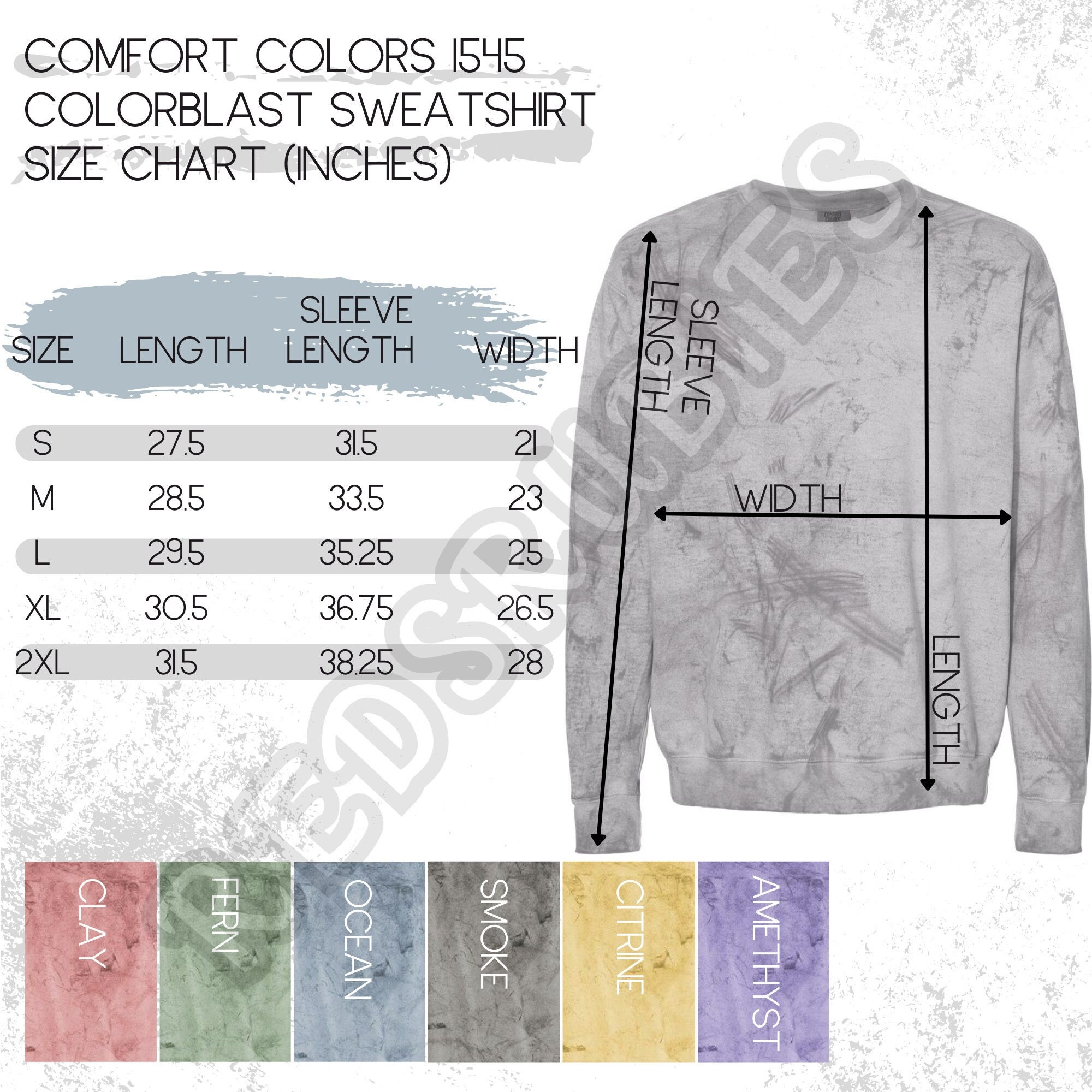 Comfort Colors 1566 Color Chartall Colors Color Chart for Comfort Colors  1566comfort Colors Crewneck Sweatshirt Color Chartcc1566 