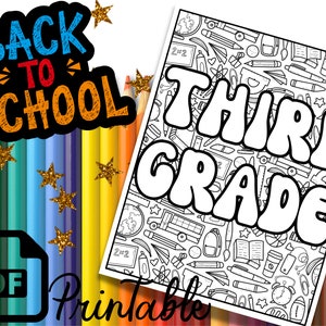 Third Grade Coloring Sheet, Back to School Printable Page, PDF Printables for Teachers, First ...