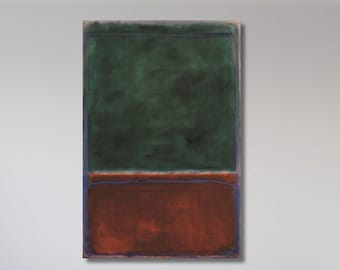 Abstrakcyjny obraz ścienny na płótnie Marka Rothko w odcieniach zieleni i kasztanów, gotowy do powieszenia