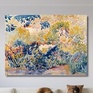 Henri Edmond Cross The Artist&#39;s Garden at Saint Clair, Henri Edmond Cross Wall Art Canvas Print, Exhibition Canvas, Wall Decor, Home Decor