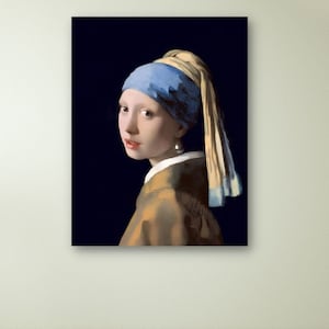 Girl With Pearl Earring Painting, Johannes Vermeer Canvas Poster, Printable Wall Art, Famous Portrait Print, Home Decor Wall art, Man Cave