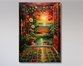 Matisse Style Wall Art Canvas Print: Open Window Vintage Poster, Ready to Hang