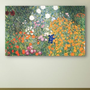 Gustav Klimt Flowery Garden Framed, Gustav Klimt Poster, Canvas Wall Art, Gustav Klimt Gallery, Wrapped Giclee Wall Art Print, Gustav Klimt