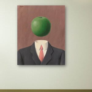 René Magritte Homem de chapéu-coco, tela Magritte, arte de parede surrealista, impressão Magritte, decoração de casa em tela de reprodução, pôster René Magritte