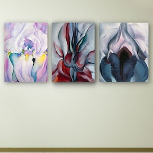 Georgia O'Keeffe Set von 3 Drucken, Georgia O'Keeffe Surrealismus Malerei Poster Wandkunst,Georgia O'Keeffe Leinwand, Surrealismus Kunst, fertig zum Aufhängen
