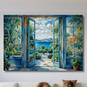 Henri Matisse Style The Open Window Wall Art Canvas Print, Seascape Wall Decor