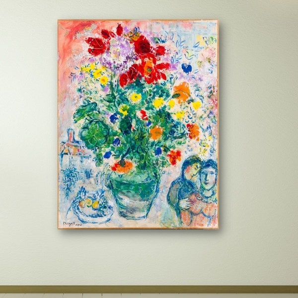 Marc Chagall Bouquet de Renoncules, Marc Chagall Canvas Wall Art, Marc Chagall Tentoonstelling Poster, Tentoonstelling Poster, Expressionisme Kunst,