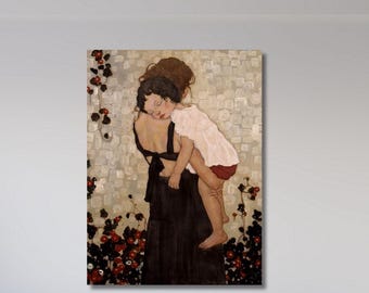 母と子 すぐに掛けられるキャンバス 母と子 キャンバス 壁アート