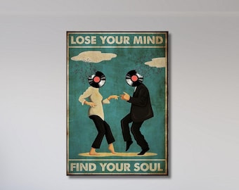 Vintage Pulp Fiction Wall Art Canvas Print: Lose Your Mind, Find Your Soul Poster