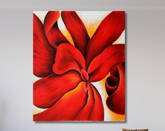 Stampa su tela "Red Cannas" di Georgia O'Keeffe: decorazione floreale astratta per la casa.