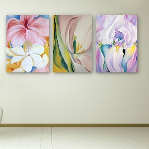 Georgia O&#39;Keeffe Set of 3 Print, Georgia O&#39;Keeffe Surrealism Painting Poster Wall Art,Georgia O&#39;Keeffe Canvas, Surrealism Art, Home Decor