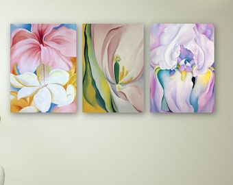 Georgia O&#39;Keeffe Set of 3 Print, Georgia O&#39;Keeffe Surrealism Painting Poster Wall Art,Georgia O&#39;Keeffe Canvas, Surrealism Art, Home Decor