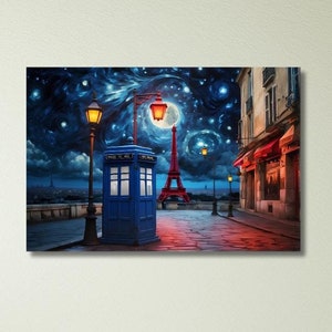 Doctor Who Tardis Box Paris Canvas Painting Doctor Who Tardis Canvas Wall Art Eiffel Tower Tardis Poster Doctor Who Poster Decor Home Art