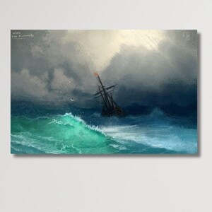 Ivan Konstantinovich Aivazovsky Wall Art Canvas Print, Ivan Aivazovsky Poster, Ship on a Stormy Sea Wall Art Canvas, Home Decor, Wall Decor