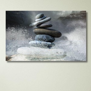Zen Rtones Wall Art Print, Stones Canvas, Zen Balancing, Zen Poster Print, Contemporary Art, Zen Religion Stones Print, Living Room Decor