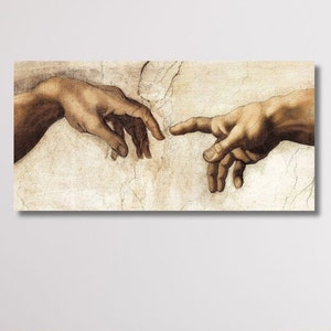 Mains de Dieu et Adam de Michel-Ange, la création d&#39;Adam, art de la Renaissance, impression sur toile d&#39;art mural de Michel-Ange, affiche vintage, décoration d&#39;intérieur