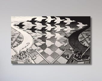 M C エッシャー、昼と夜、1938 年、カタログ番号 303、グラフィックス